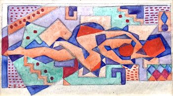 Cubist nude lying with bent leg, circa 1920 by Jean Metzinger