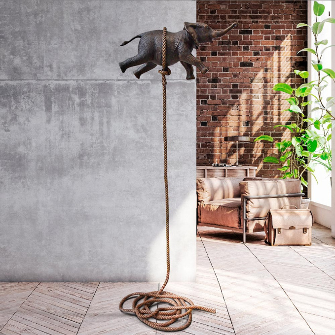 Flying elephant on long rope by Gillie and Marc