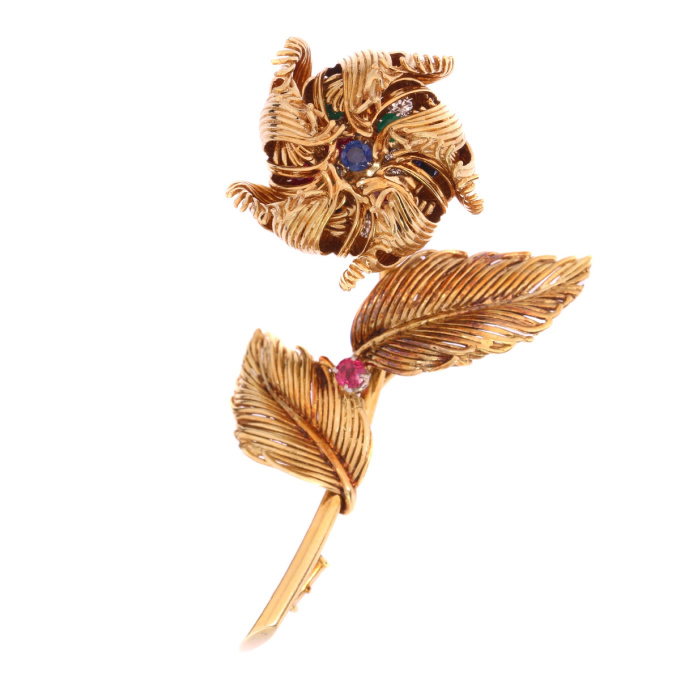 Cartier Vintage Fifties trembleuse brooch moveable flower that opens/closes by Cartier