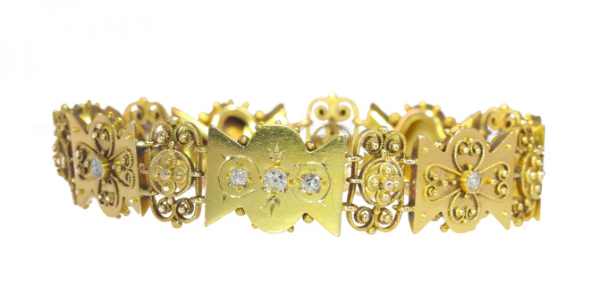 Vintage 18K gold antique bracelet Victorian diamond bracelet by Unknown artist