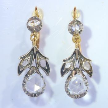 Vintage antique diamond rose cut earrings by Unknown Artist