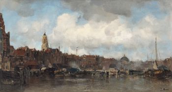 View on Amsterdam from the water by Jacob Maris