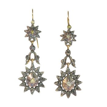 Vintage antique Victorian long pendent diamond earrings by Unbekannter Künstler