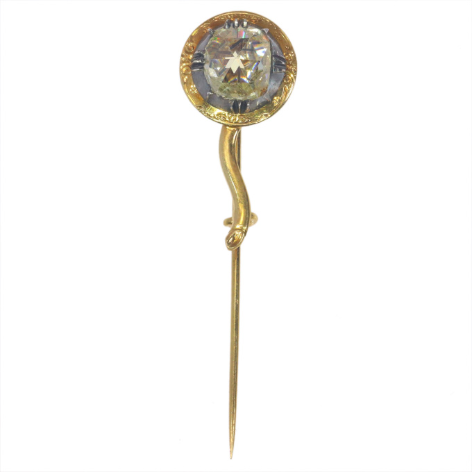 Antique 200+ years old pin with large rose cut diamond by Onbekende Kunstenaar