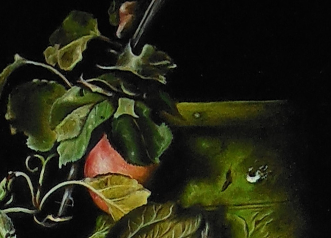 Still life with apples and jug with green algae by Jan Teunissen