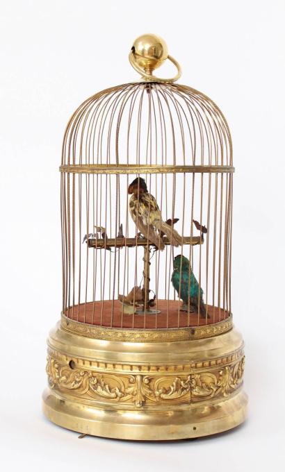 A French gilt brass bird cage automaton, circa 1900 by Bontems