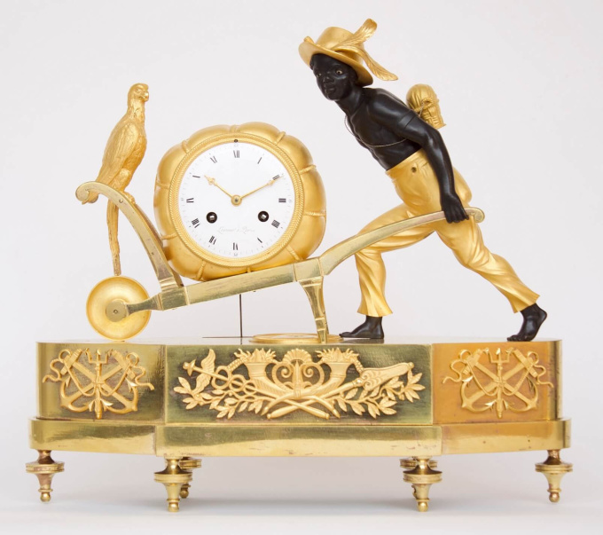 A rare French Empire ormolu and bronze 'au bon sauvage' mantel clock Lesieur à Paris, circa 1800 by Lesieur à Paris