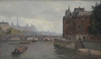 Le Pont au Change et Le Conciergerie in Paris  by Herman Bogman jr.