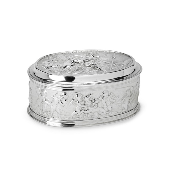 A Dutch silver box embossed with mythological scenery by Willem Roukens