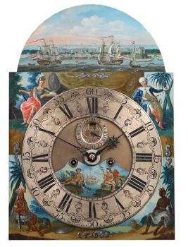 A Surinam-themed Amsterdam long-case clock by Artista Sconosciuto