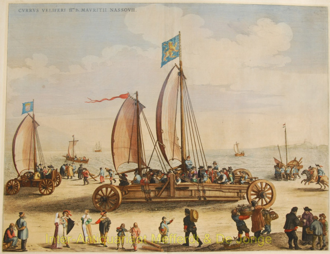 Blaeu,  De zeilwagen van prins Maurits  landjacht by Artiste Inconnu