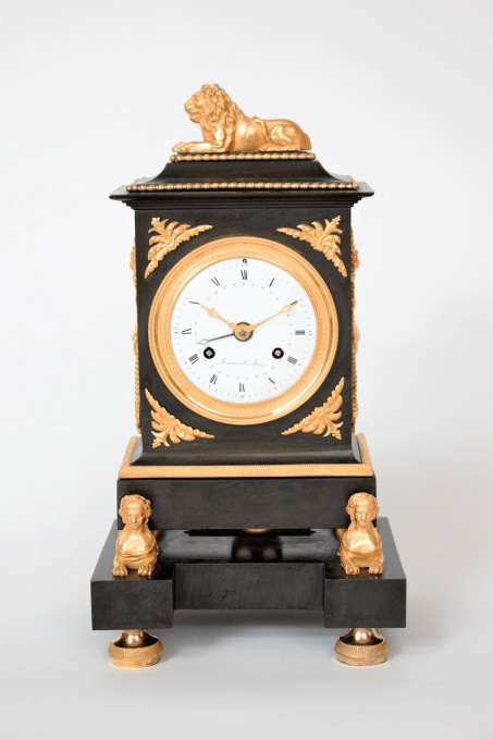 A French Empire ormolu and bronze mantel clock, Trouvarelles à Paris, circa 1800 by Trouvarelles à Paris