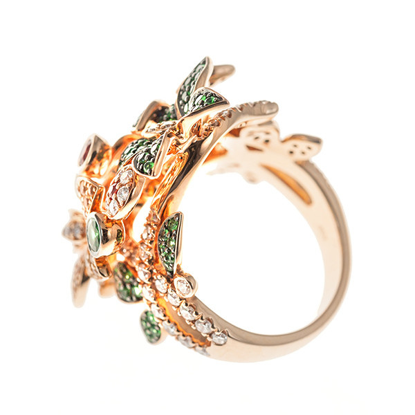 Flower ring with sapphires and diamonds by Unbekannter Künstler