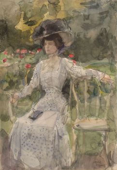 Elegante dame in een park by Isaac Israels