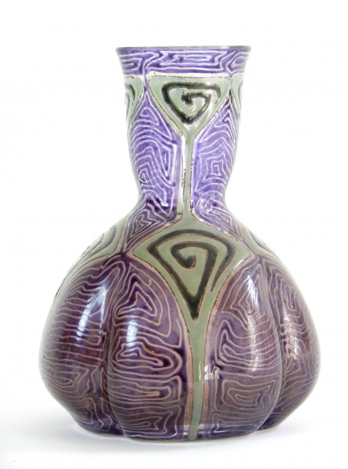 Art Nouveau vase with enamel decoration by Artista Sconosciuto