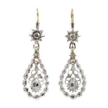 Antique Flemish diamond long pendent earrings late Georgian early Victorian period by Unknown Artist