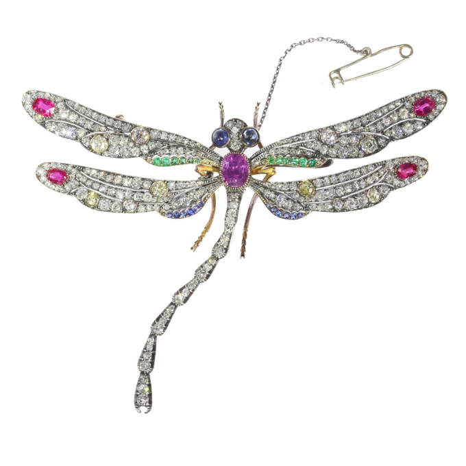 Magnificent Art Nouveau bejeweled dragonfly brooch by Onbekende Kunstenaar