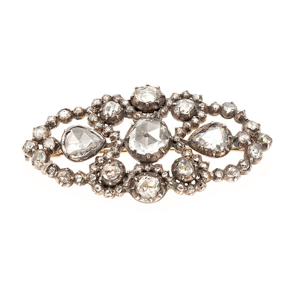Dutch antique brooch with rosecut diamonds by Artiste Inconnu