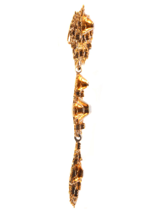 18th Century filigree gold cross pendant called A la Jeanette table cut diamonds by Artiste Inconnu