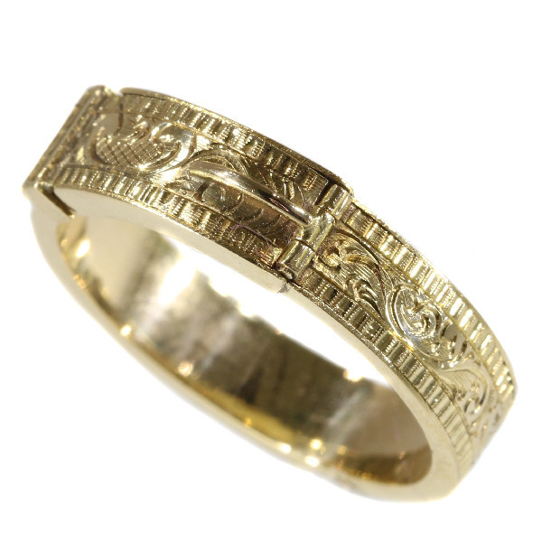 Gold antique ring with hidden space and woven hair by Unknown Artist