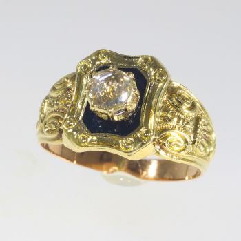 Antique early Victorian diamond ring with black enamel by Artista Desconocido