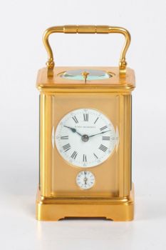 A small French gilt quarter striking carriage clock, Margaine, circa 1900 by Margaine