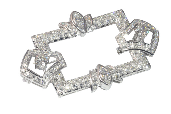 Vintage Fifties diamond platinum brooch by Artista Sconosciuto