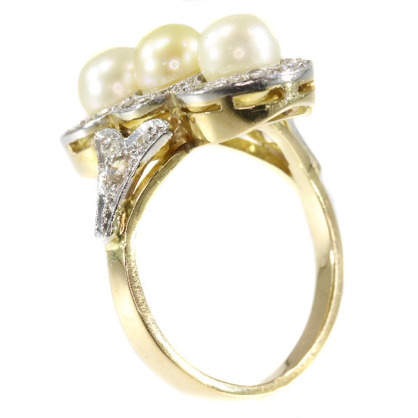 Vintage diamond and pearl ring from the Fifties by Onbekende Kunstenaar