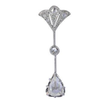 Vintage 1920's Art Deco diamond pendant with large rose cut diamond pear shape by Artista Desconhecido