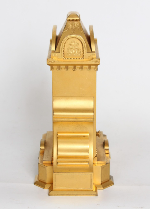 An English gilt brass table clock in the manner of Thomas Cole, circa 1860 by Manoah Rhodes Bradford