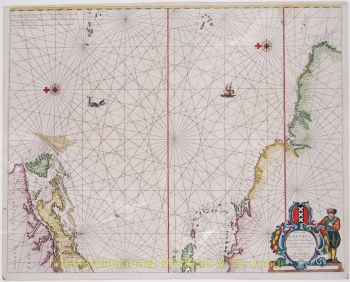 Americas, Caribbean sea chart  by  Theunis Jacobsz Lootsman
