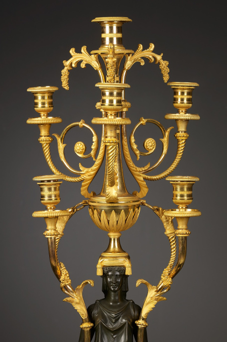 Pair of Large French Empire Candelabra by Artiste Inconnu