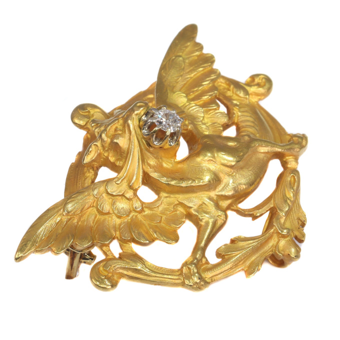 Griffing brooch Late Victorian Early Art Nouveau gold with diamond by Onbekende Kunstenaar