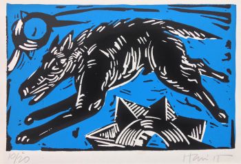 Black dog - Blue by Charlie Hewitt
