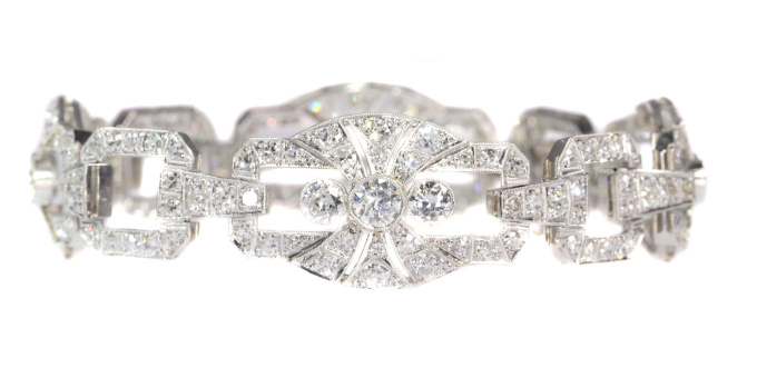 Authentic Art Deco platinum diamond bracelet 9.60 crt total diamond weight by Artiste Inconnu