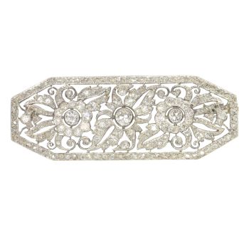 French Vintage Art Deco diamond brooch set in platinum by Unknown Artist