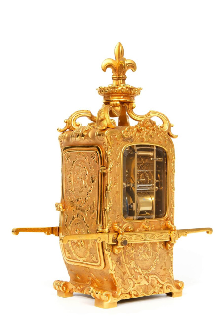 A French gilt brass 'sedan chair' carriage clock, circa 1870 by Artiste Inconnu