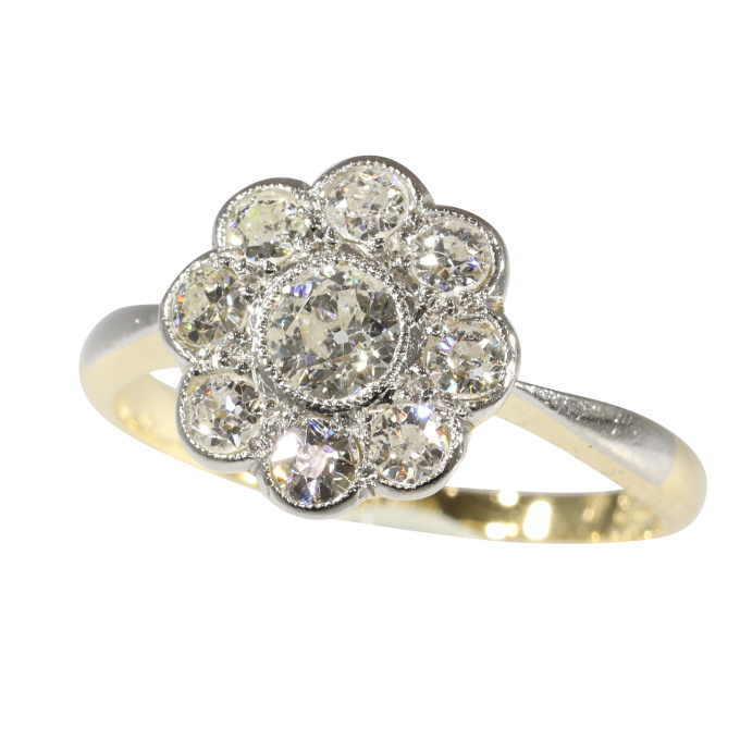 Vintage 1920's Art Deco diamond cluster ring by Artista Sconosciuto