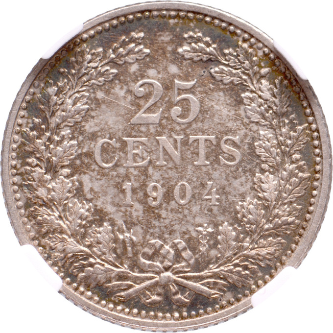 25 cent Wilhelmina NGC PF 62 by Artiste Inconnu