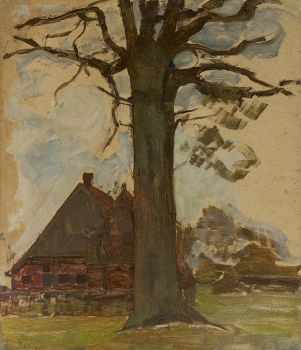 Farm with tree by Piet Mondriaan