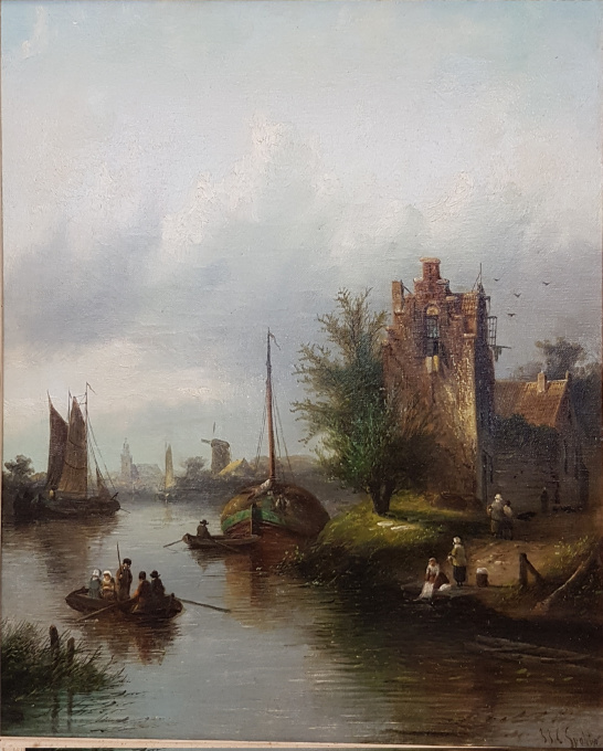 View of a old town with harbour by Jan Jacob Spohler