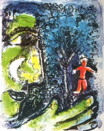 Le Profil et L'Enfant Rouge by Marc Chagall