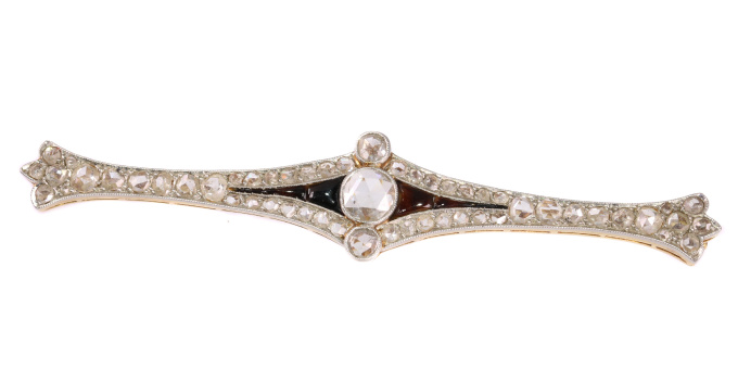 Vintage Art Deco diamond and onyx bar brooch by Unknown Artist
