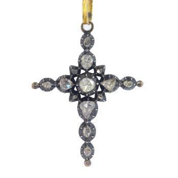 Antique Victorian rose cut diamond cross pendant by Unknown Artist