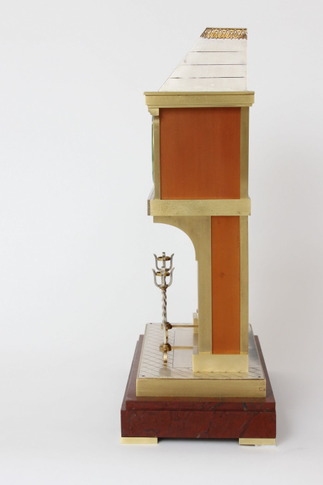 A French brass and marble industrial mantel clock, fireplace by Guilmet, circa 1890 by Guilmet