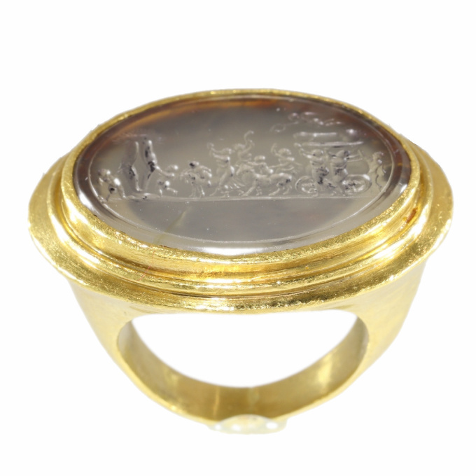 Gold 18th Century erotic intaglio ring The triumph of Priapus"" by Artista Desconhecido