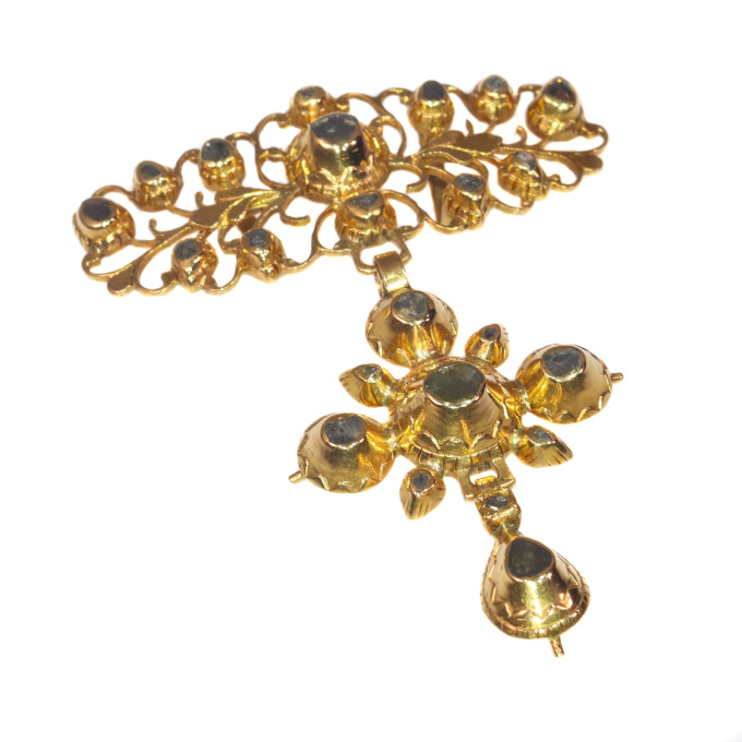 Antique Georgian 18K gold diamond cross pendant by Onbekende Kunstenaar