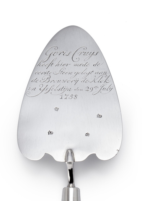 Dutch commemorative silver trowel by Derk Egeling