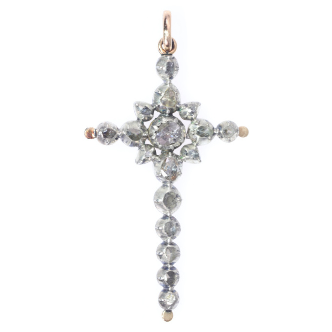 Victorian rose cut diamond cross pendant by Onbekende Kunstenaar