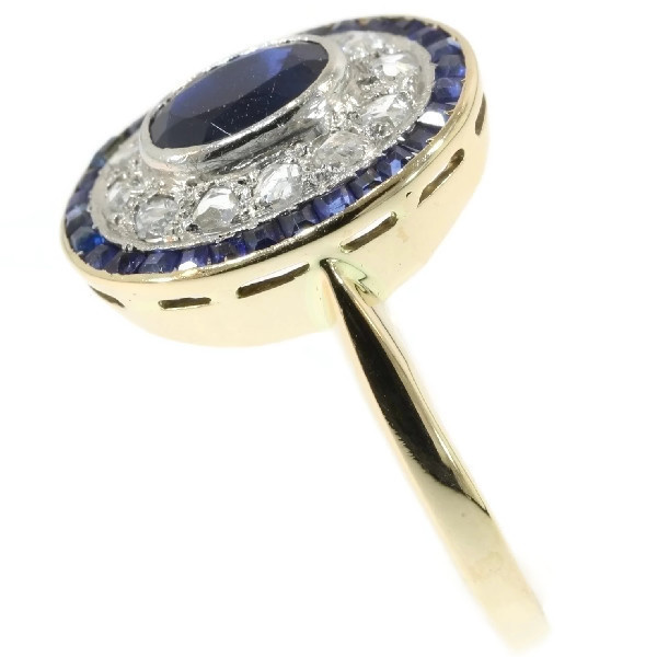 Art Deco diamond and sapphire engagement ring by Unknown Artist
